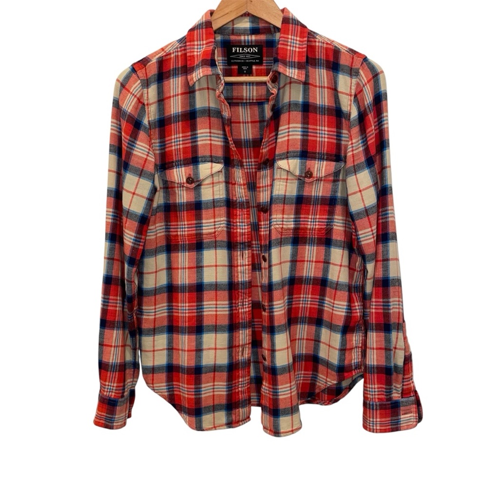 Filson  Orange shirt long  sleeve small size casual button down shirt